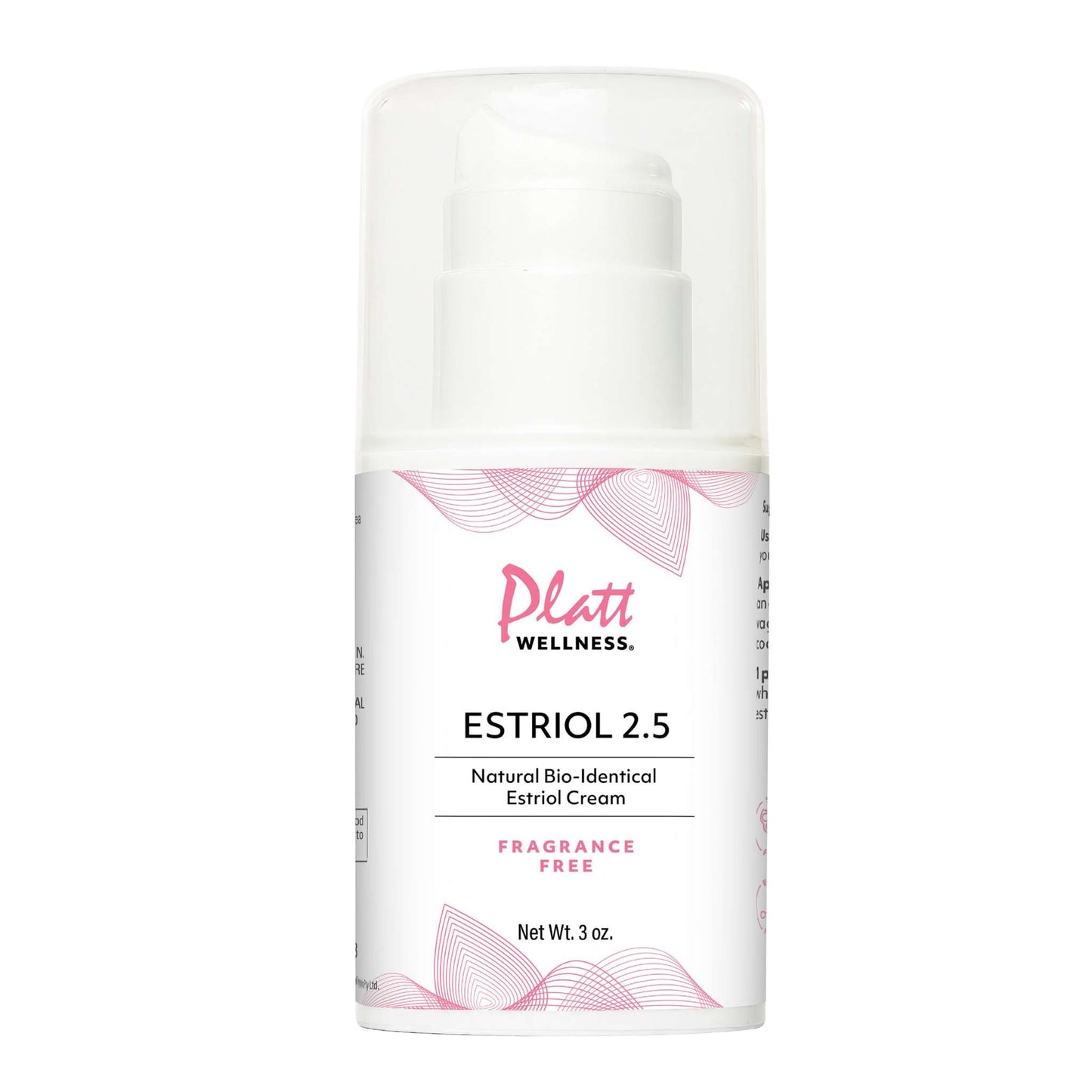 Estriol Cream 2.5 mg pump bottle for vaginal dryness and hormonal health support, fragrance-free, natural bio-identical formula
