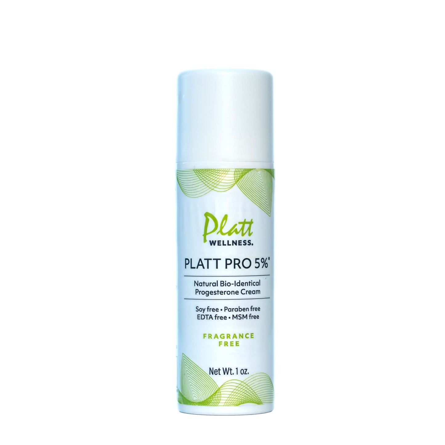 Travel size Platt Pro 5% fragrance-free progesterone cream with natural bio-identical formula, soy and paraben free.