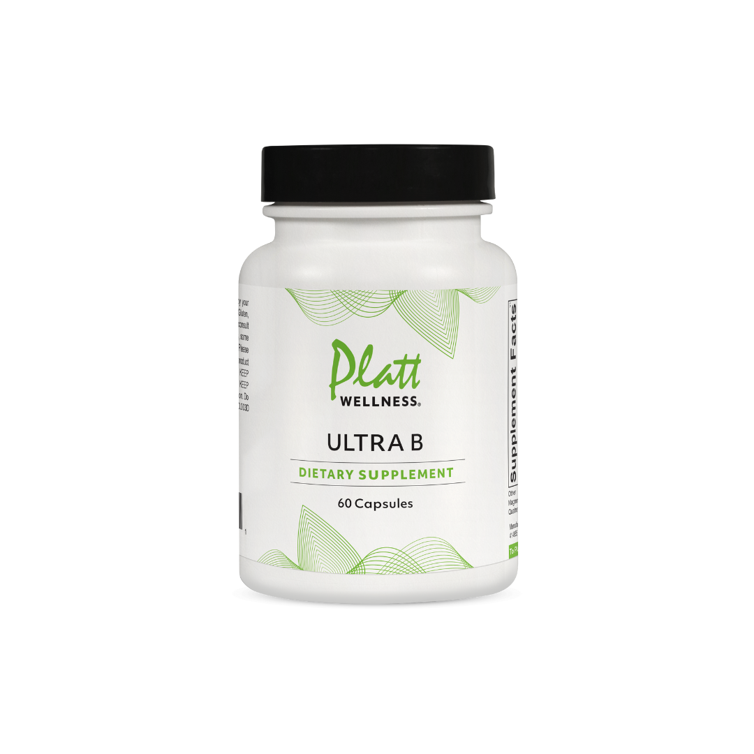 Platt Wellness Ultra B Complex dietary supplement bottle with 60 capsules for immune and nervous system support