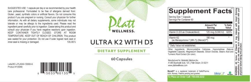 Vitamin K2 D3 dietary supplement capsules for bone, heart, and immune health support with 5000 IU vitamin D3 and 180 mcg vitamin K2 MK7.