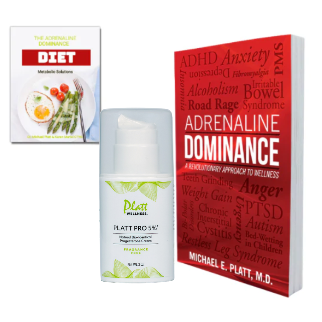 Adrenaline Dominance Bundle with Platt Pro 5% Fragrance Free Progesterone Cream, Adrenaline Dominance eBook, and digital meal plan for hormone balance and stress relief