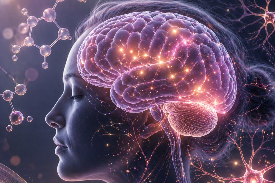 MRI brain scan showing gray matter changes linked to progesterone and brain structure research