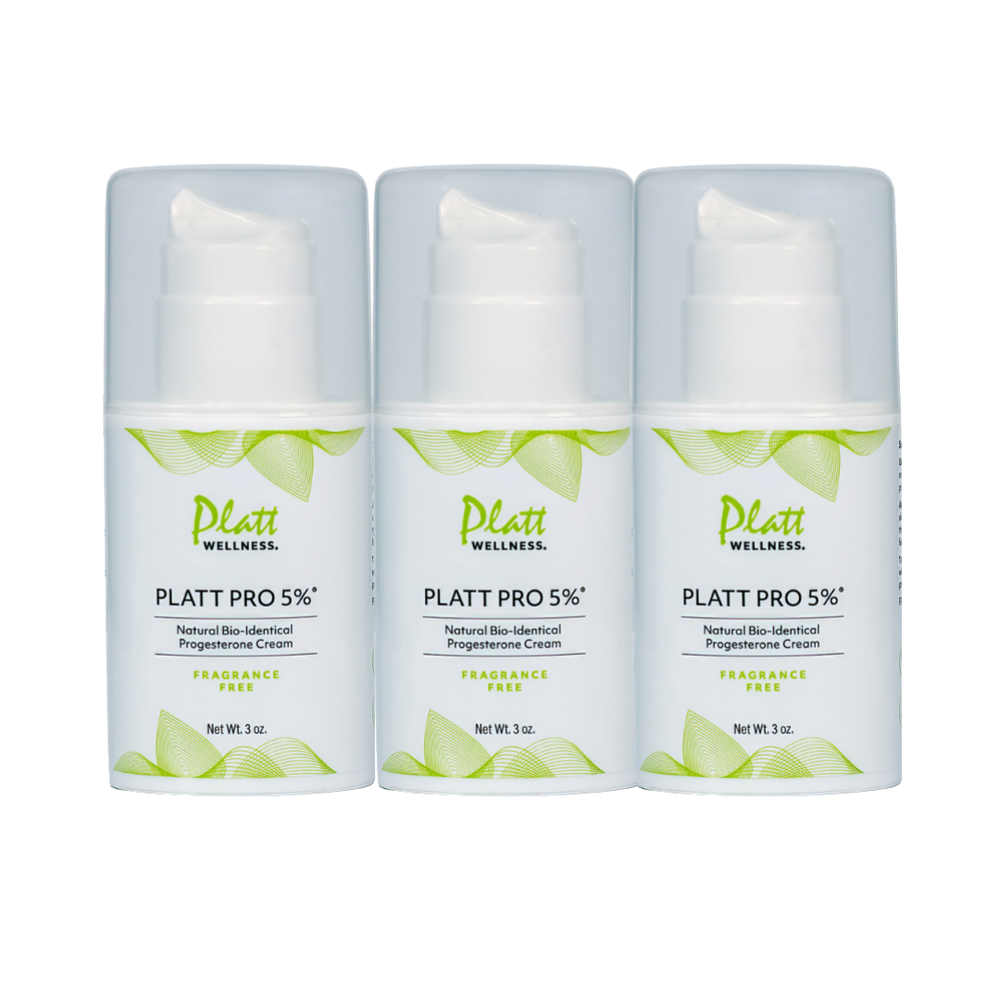 Platt Pro Fragrance Free 5% bioidentical progesterone cream trio for hormonal balance and relief