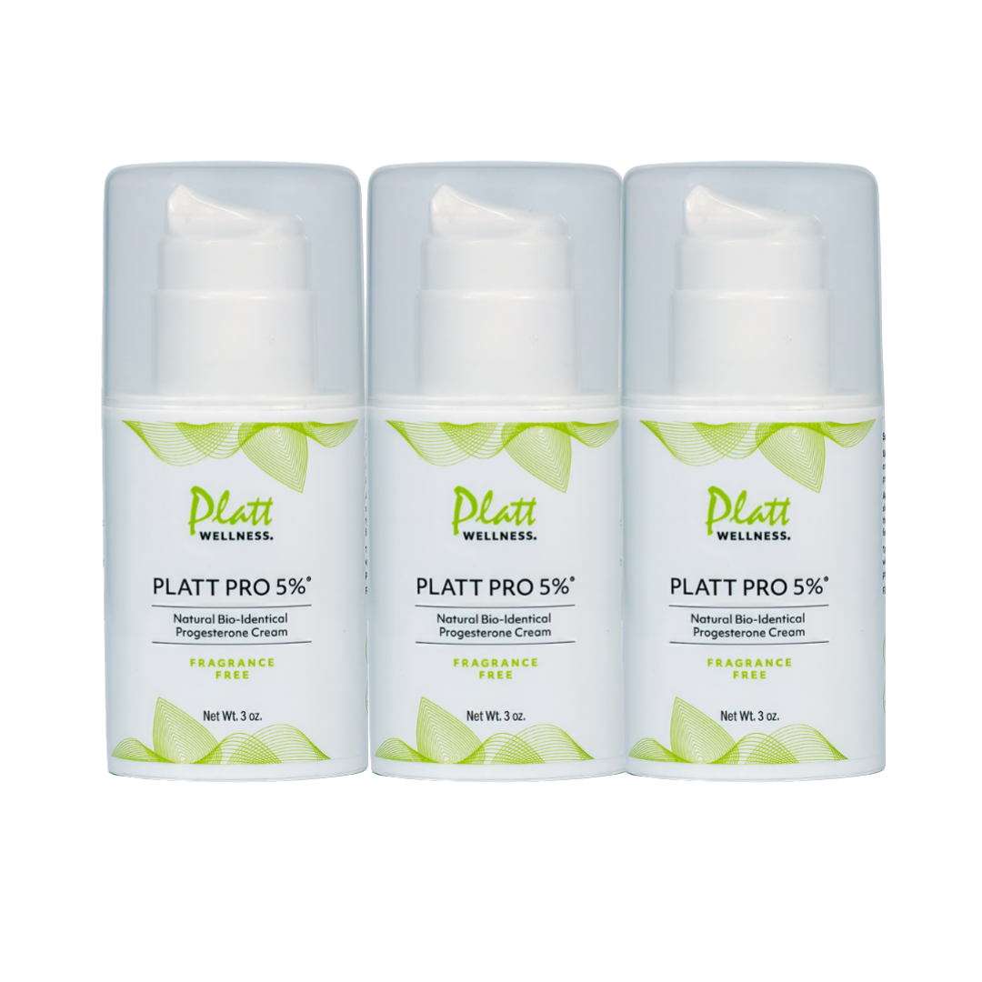 Platt Pro Fragrance Free 5% bioidentical progesterone cream trio for hormonal balance and relief