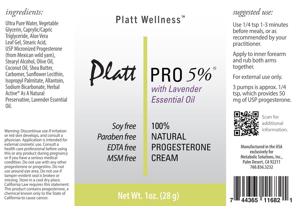 
                  
                    Platt Pro 5% Progesterone Cream w/Lavender Essential Oil - Travel Size - Platt Wellness
                  
                