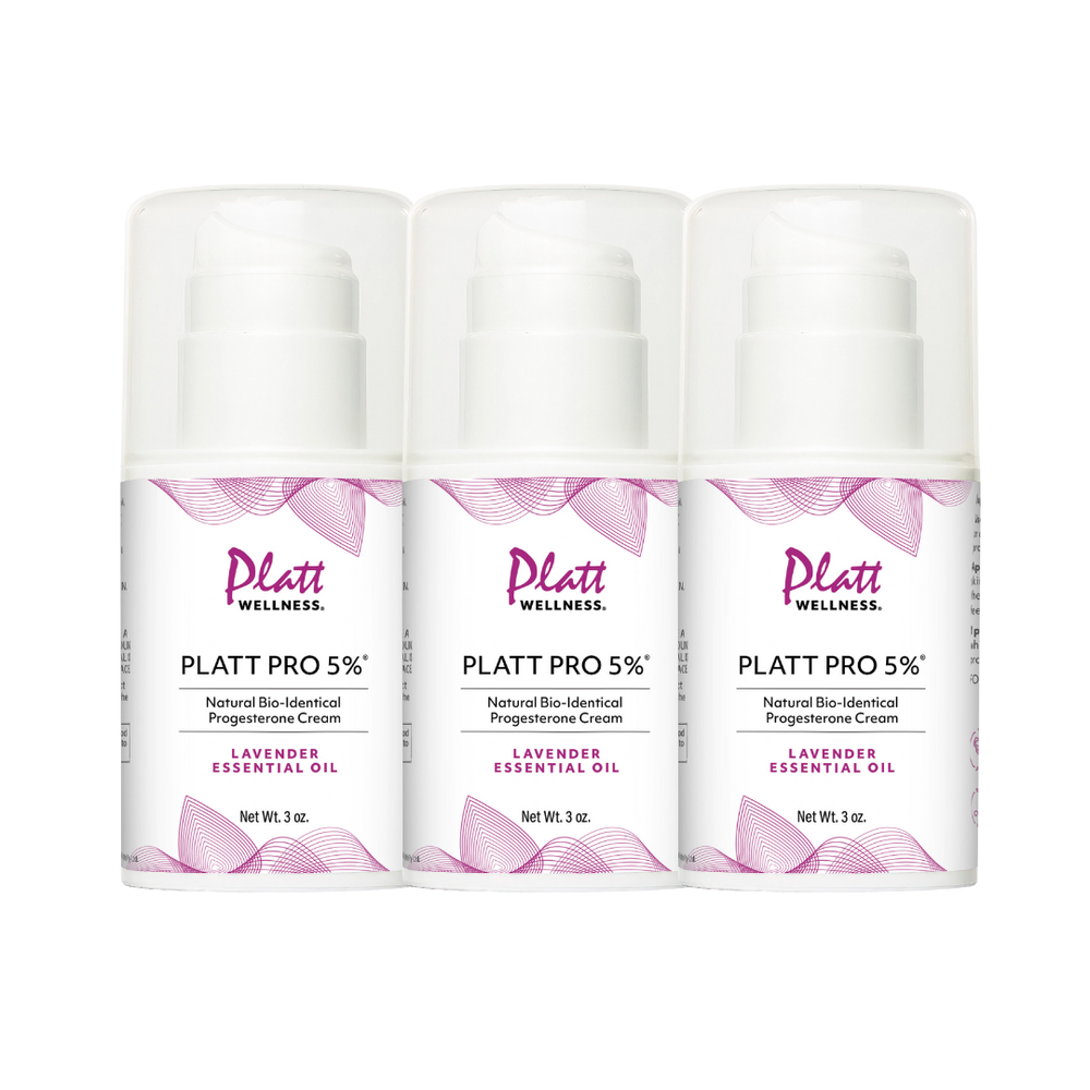 Platt Pro 5% Progesterone Cream with Lavender Oil bundle three-pack for hormonal balance and mood support
