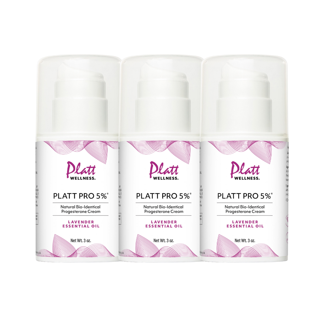 Platt Pro 5% Progesterone Cream with Lavender Oil bundle three-pack for hormonal balance and mood support