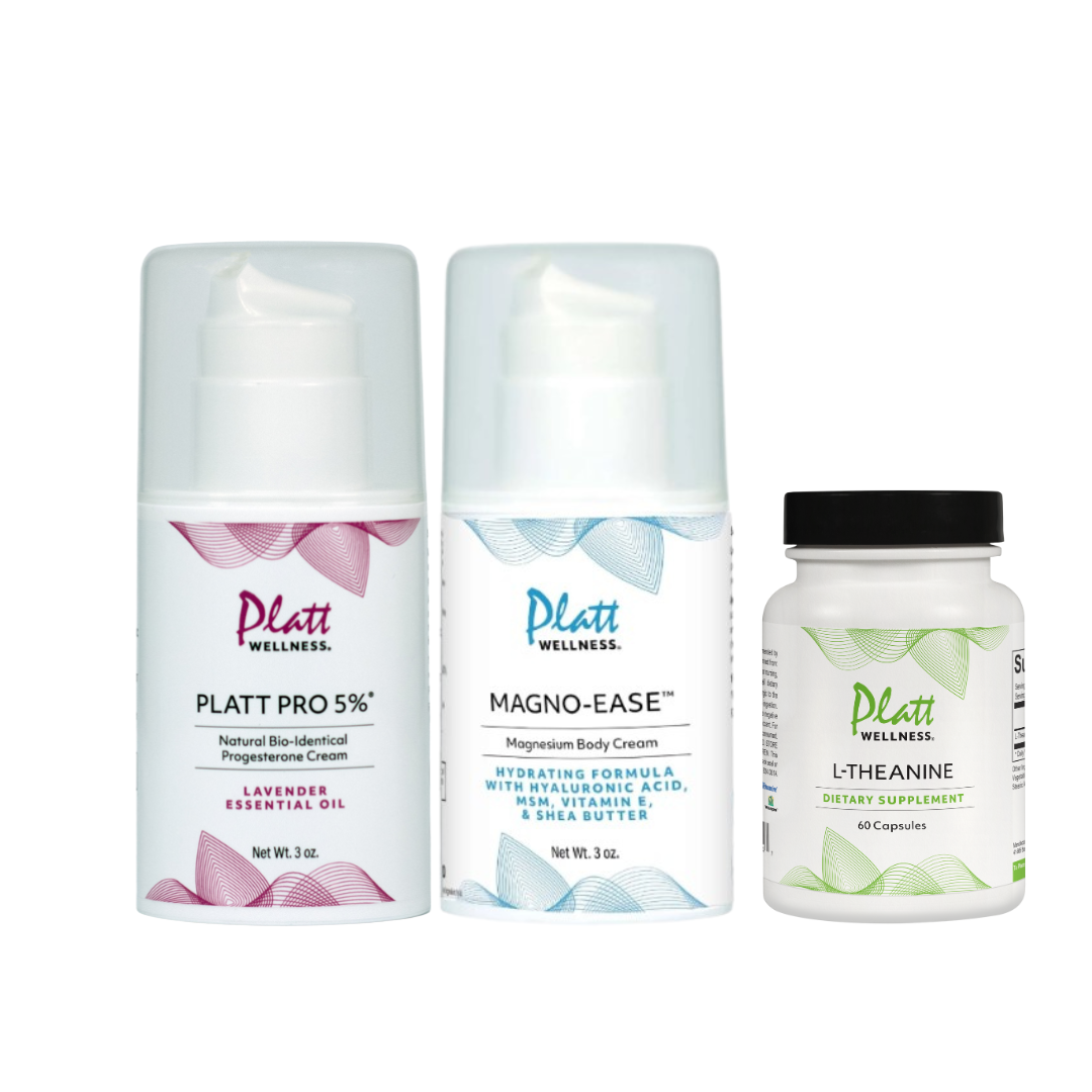 Sleep Bundle w/ Lavender with magnesium cream, L-Theanine supplement, and progesterone cream for restful sleep
