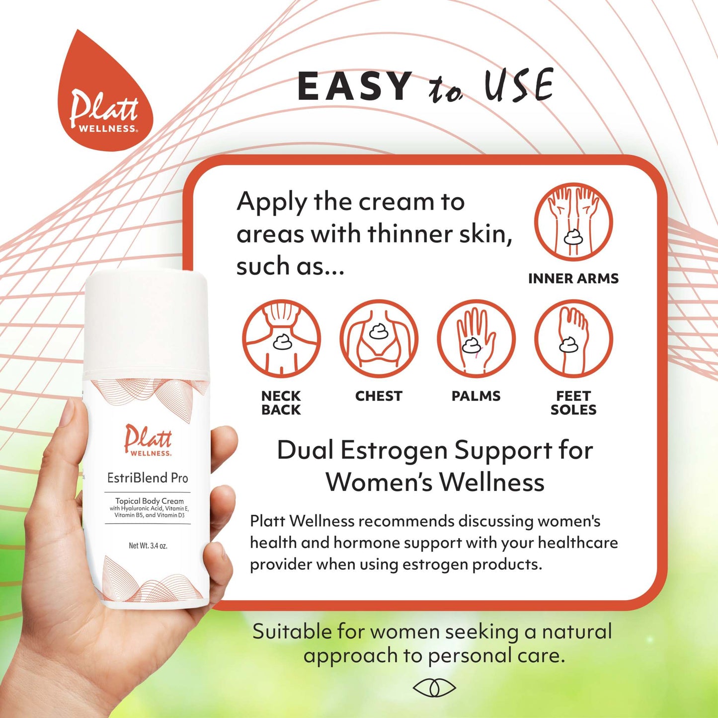 Tube of EstriBlend Pro dual-estrogen topical cream featuring estradiol and estriol for hormonal balance and women’s wellness