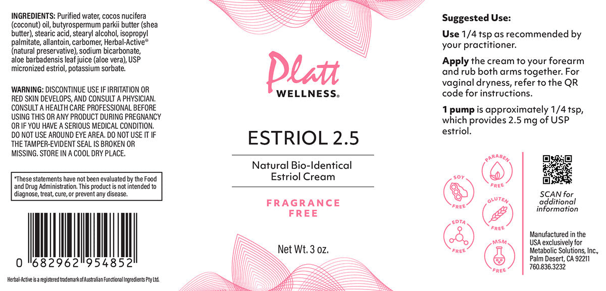 Estriol Bundle natural bio-identical estriol cream 2.5 mg fragrance-free for hormonal health and menopausal relief