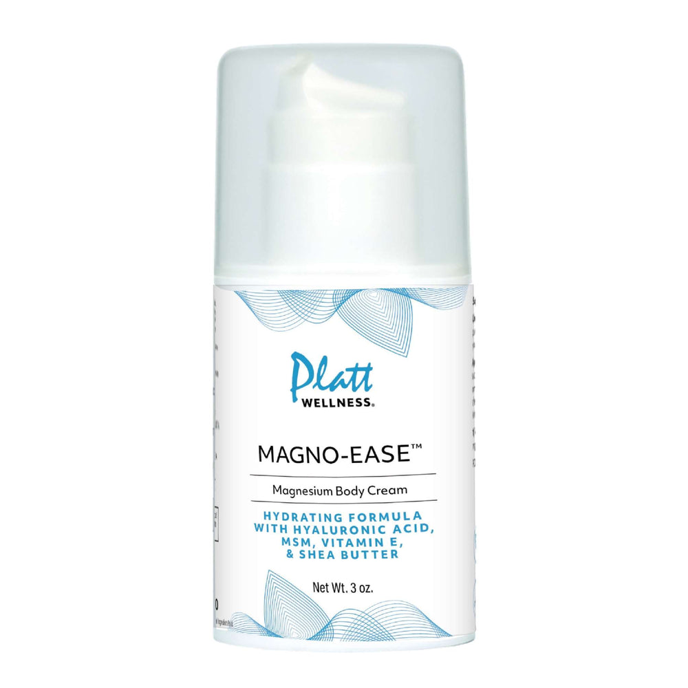 Magno-Ease magnesium cream with hyaluronic acid, vitamin E, and shea butter for sleep, digestion, nerve support, and skin hydration