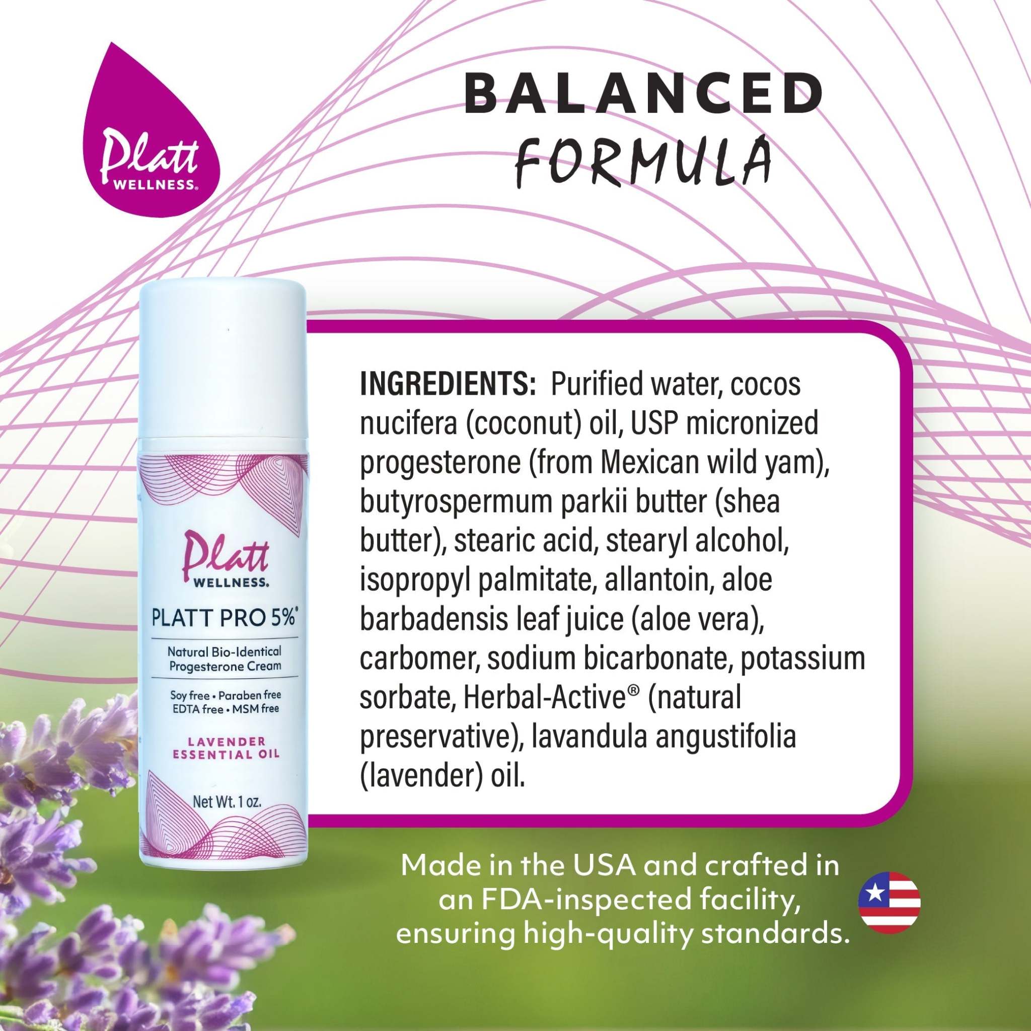 Progesterone Cream High-Potency 5% with Lavender for Travel Size