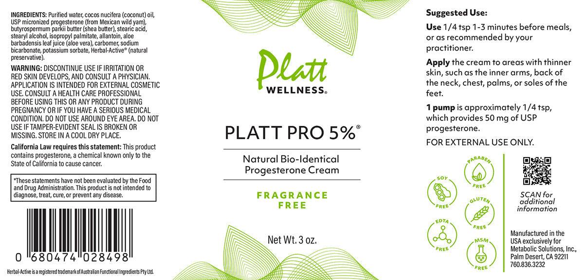 Adrenal Boost Bundle Fragrance Free progesterone cream label by Platt Wellness.