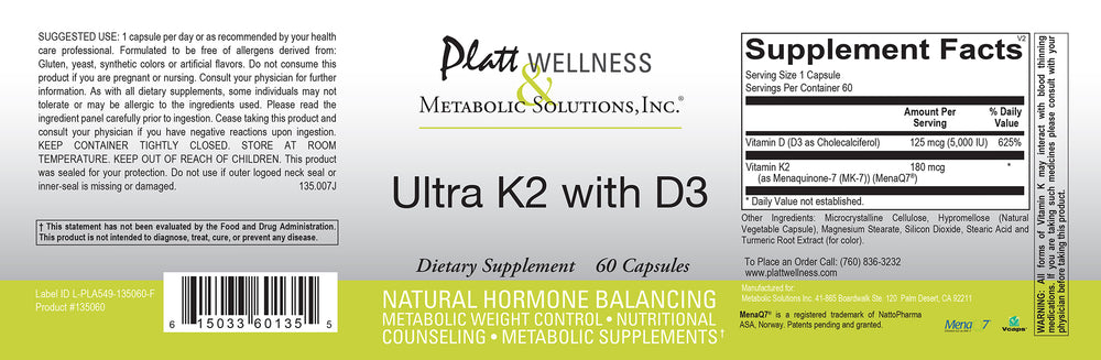 Ultra K2 with Vitamin D3 - Platt Wellness