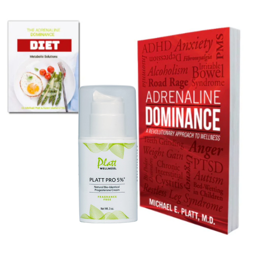 Adrenaline Dominance Bundle (Platt Pro 5% Fragrance Free Progesterone Cream, Book & Digital Meal Plan)