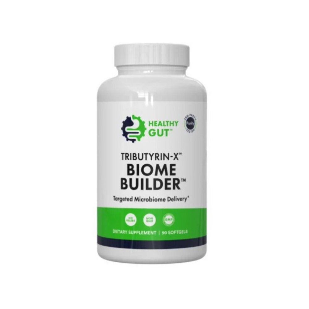 
                  
                    Tributyrin-X Biome Builder dietary supplement for gut health and microbiome support in 90 softgels bottle
                  
                