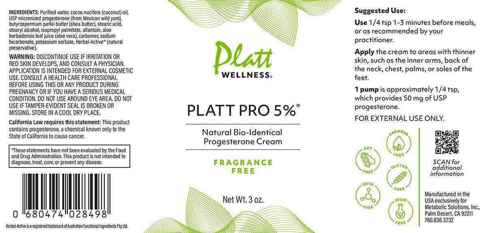 
                  
                    Platt Pro Fragrance Free 5% Progesterone Cream natural bioidentical hormone balance cream 3 oz bundle
                  
                