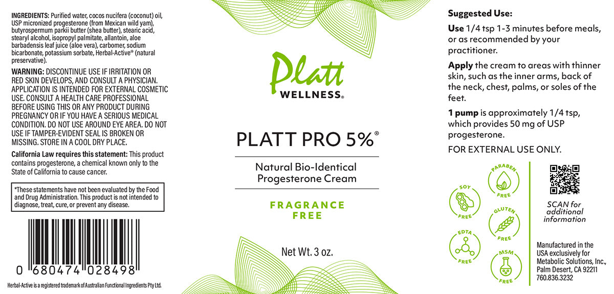 
                  
                    Platt Pro 5% Fragrance Free Progesterone (Previously Dr. Platt’s PRO MAX 5%)
                  
                