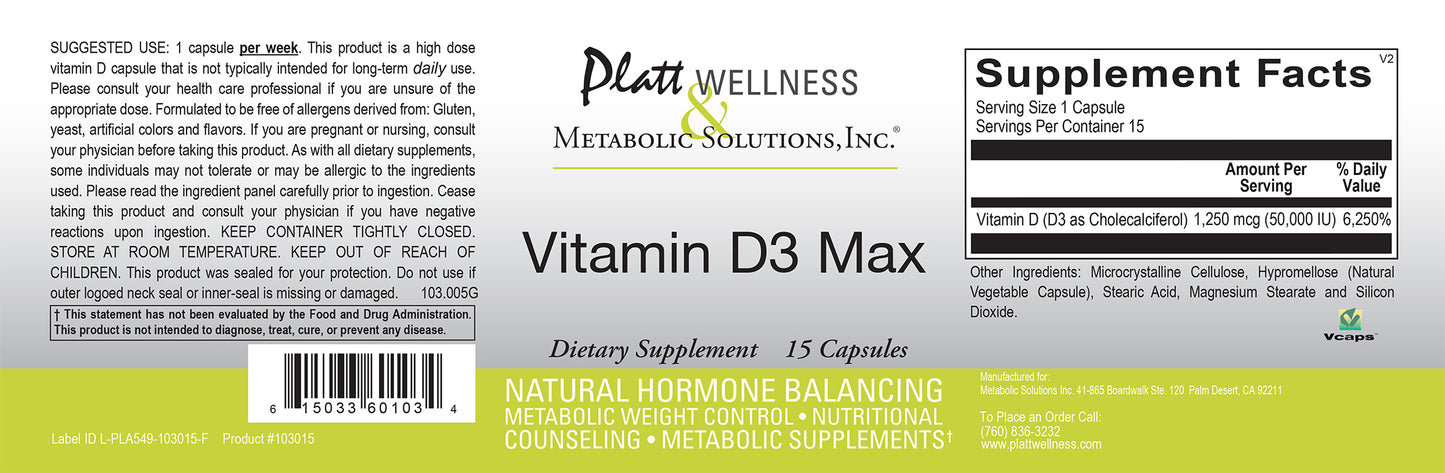 Vitamin D3 (5,000 units per capsule) - Platt Wellness